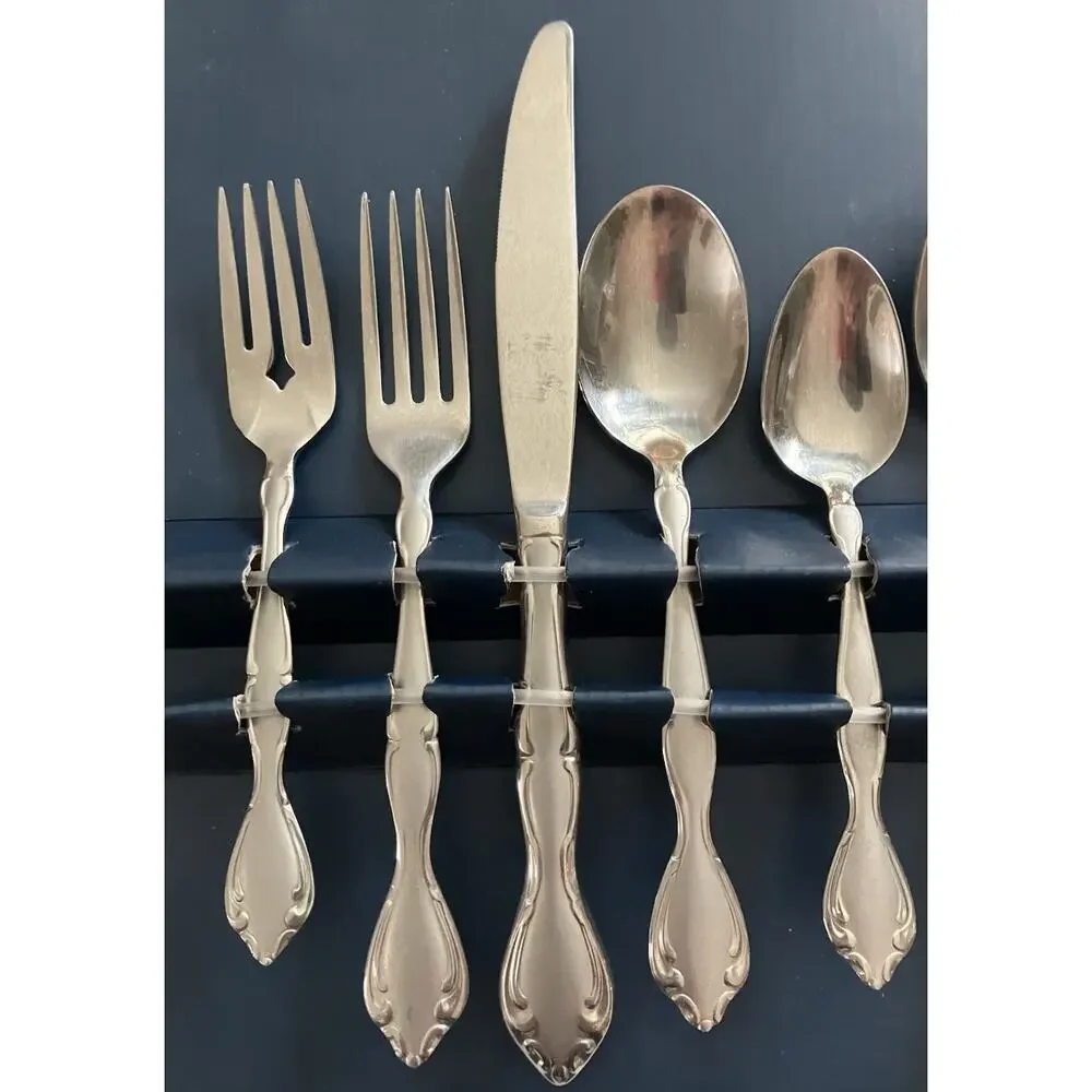 Oneida Satin Cantata Stainless Frosted Handle 1 Place Setting and 1 Hostess Set